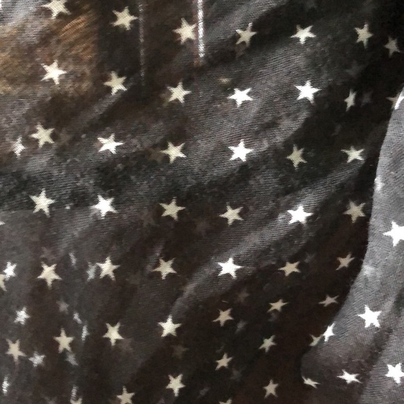 Sheer black & white star lightweight scarf with fringe - Picture 2 of 3